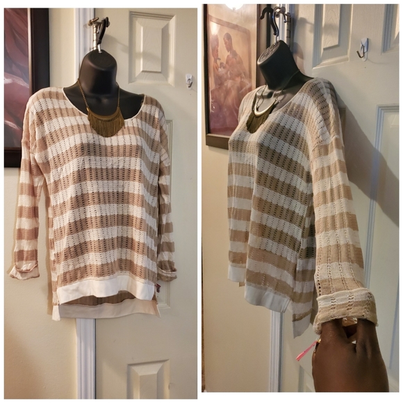 NWT Xhiliration Lightweight Striped Hi/lo Sweater, Size medium - Picture 11 of 11